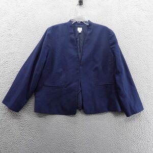 J Crew Broadway Blazer in Stretch Linen Size 22 Navy Blue Womens Career Summer‎